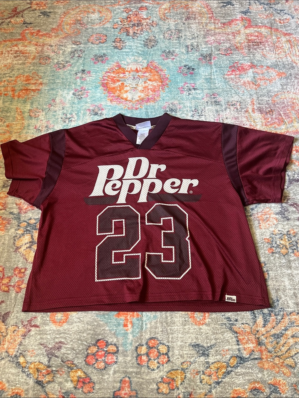 Dr Pepper womans Maroon Mesh Jersey with 23 Graphic